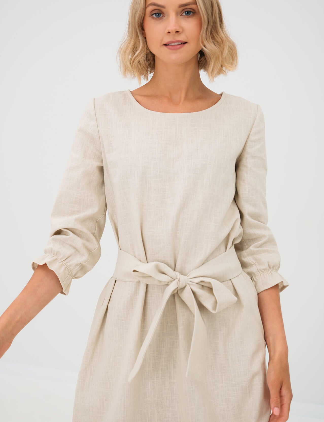 LeMuse beige EMMA linen dress