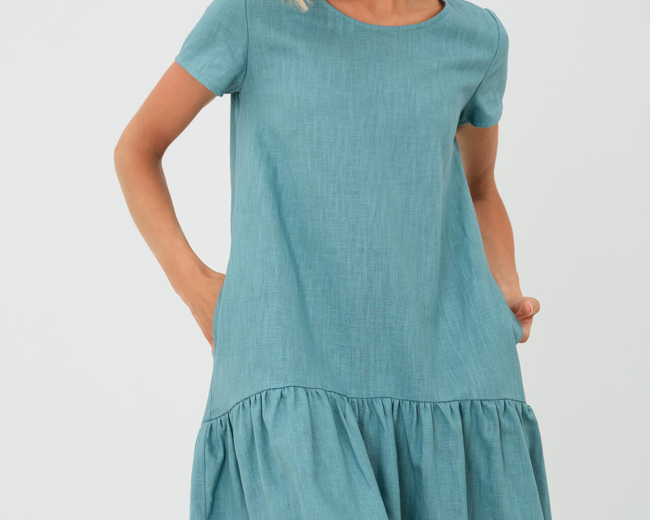 LeMuse teal MIA linen dress