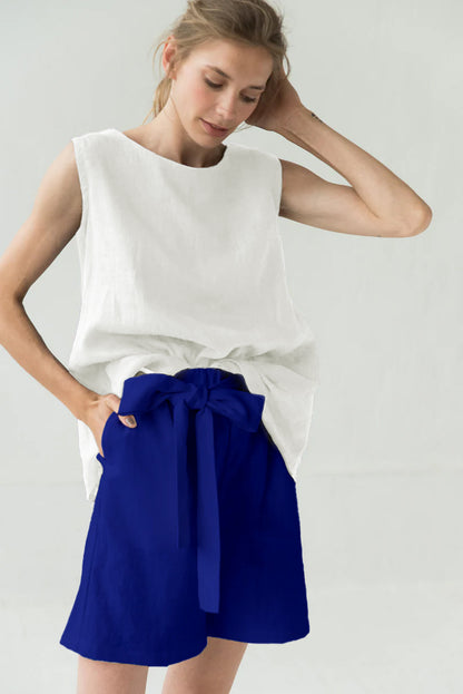 Shorts de lino de talle alto MIX&MATCH