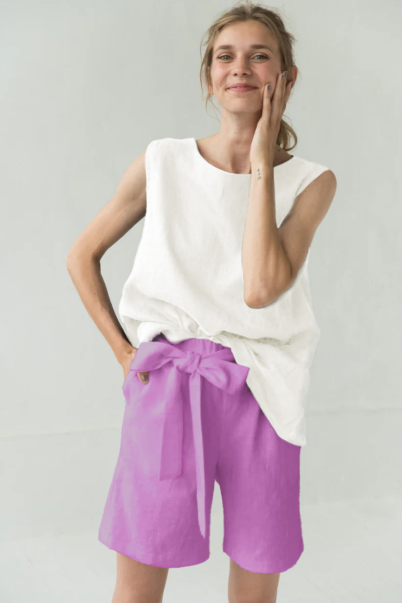 Shorts de lino de talle alto MIX&MATCH