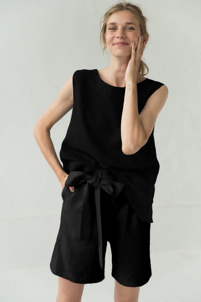 Shorts en lin taille haute MIX&MATCH