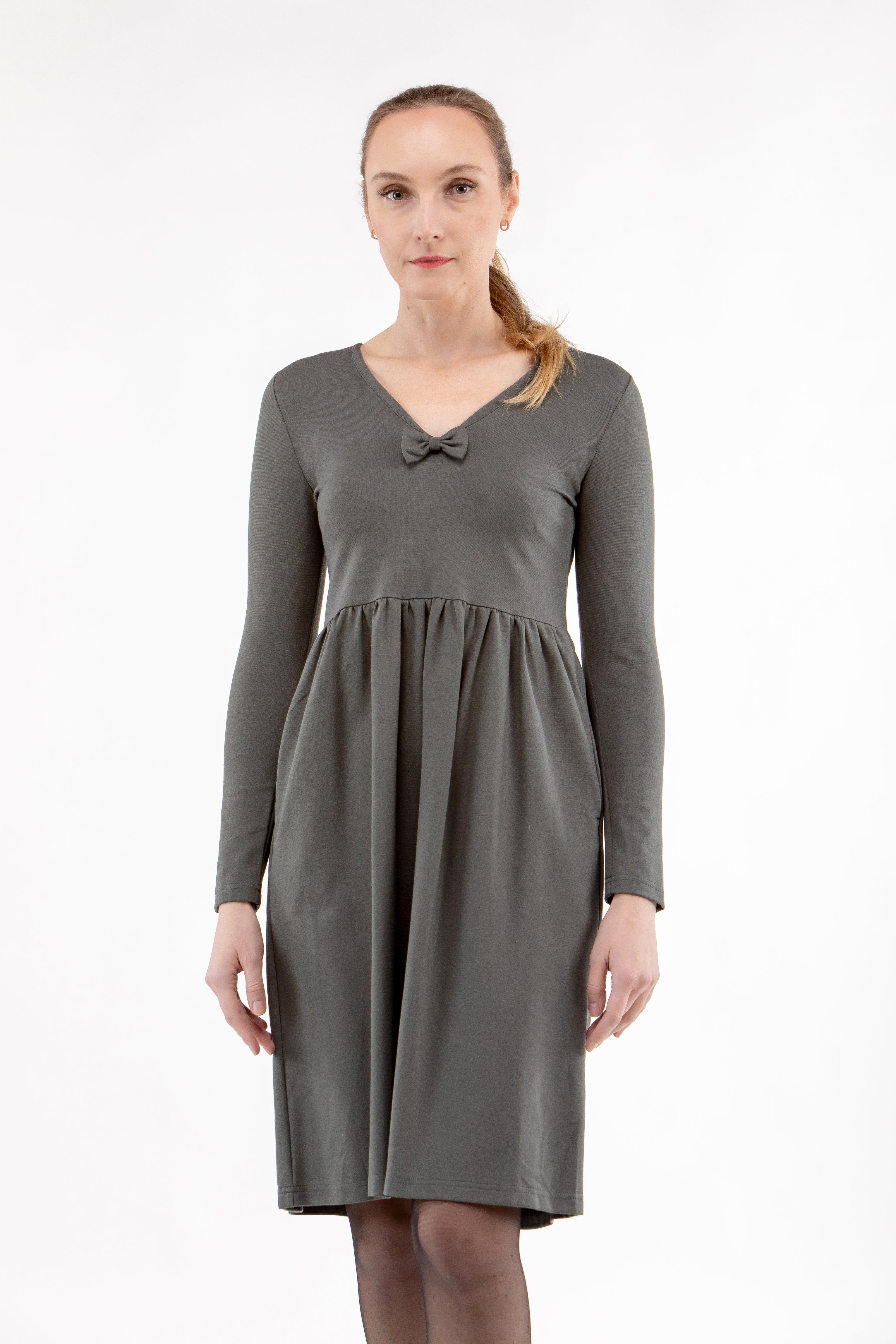 Italian Punto dress MOON, grey green, XS