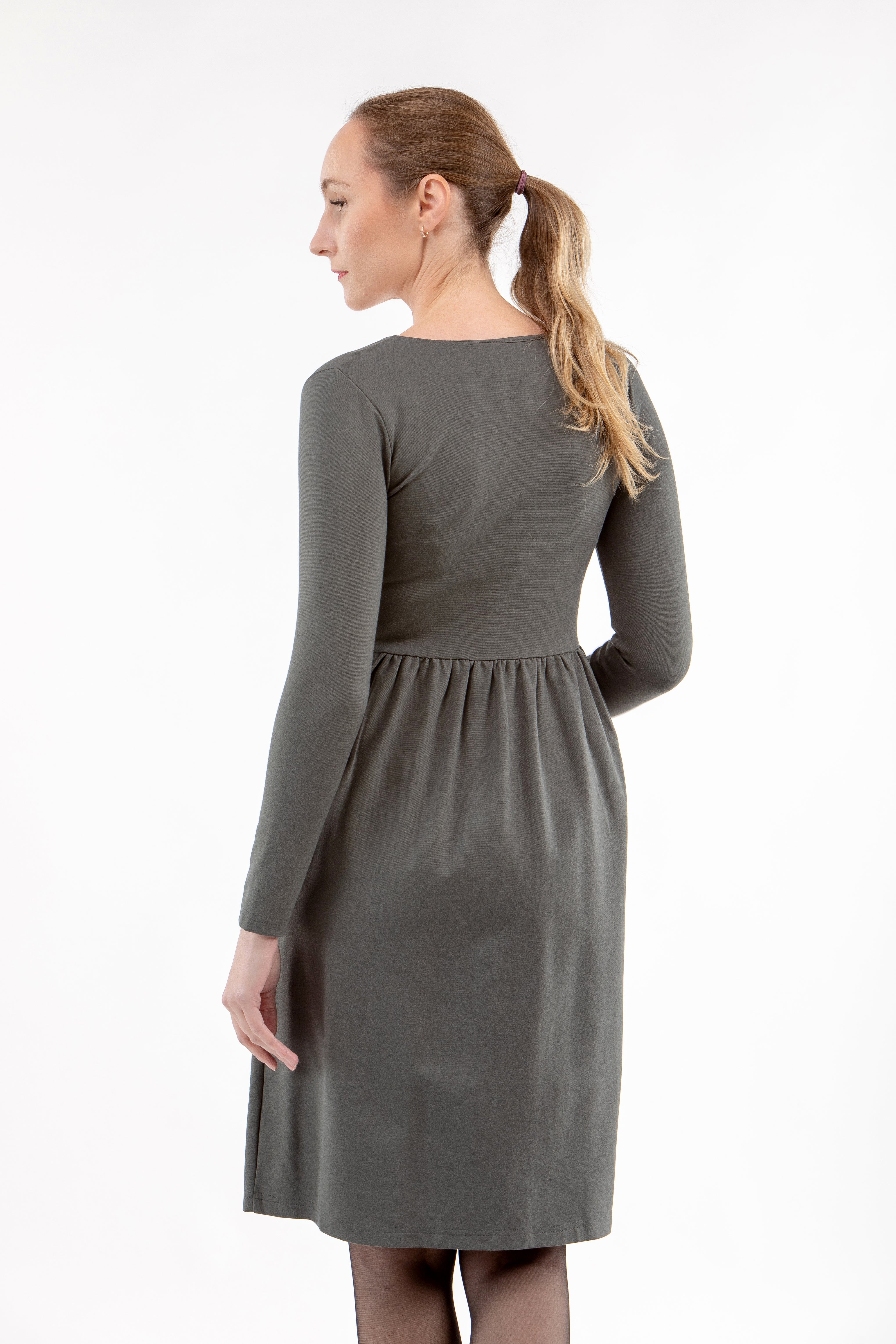 Italian Punto dress MOON, grey green, XS