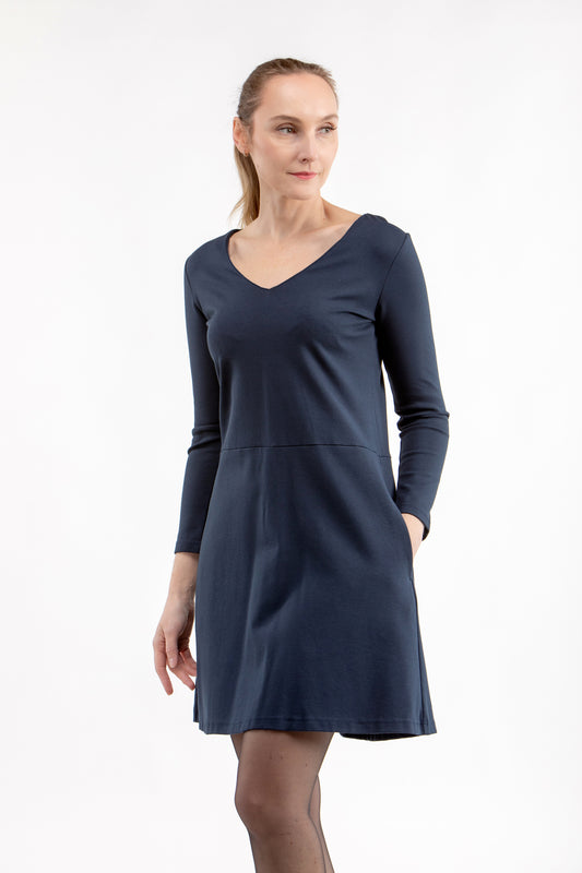 Italienisches Puntokleid LILY, tiefblau, S