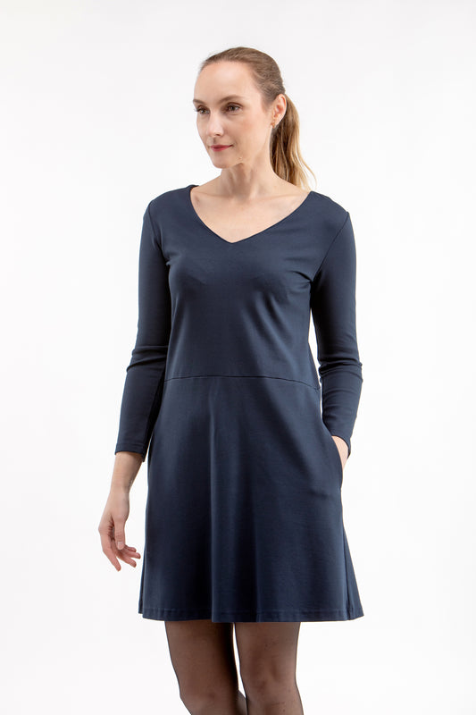 Italienisches Puntokleid LILY, tiefblau, S