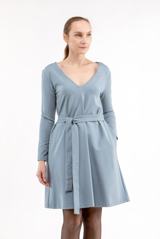 Italienisches Puntokleid JOY, hellgrau, S