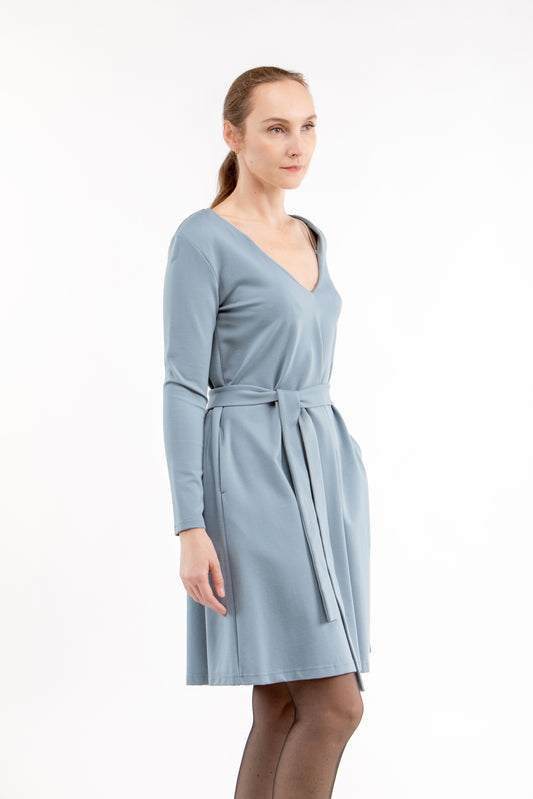 Italienisches Puntokleid JOY, hellgrau, S