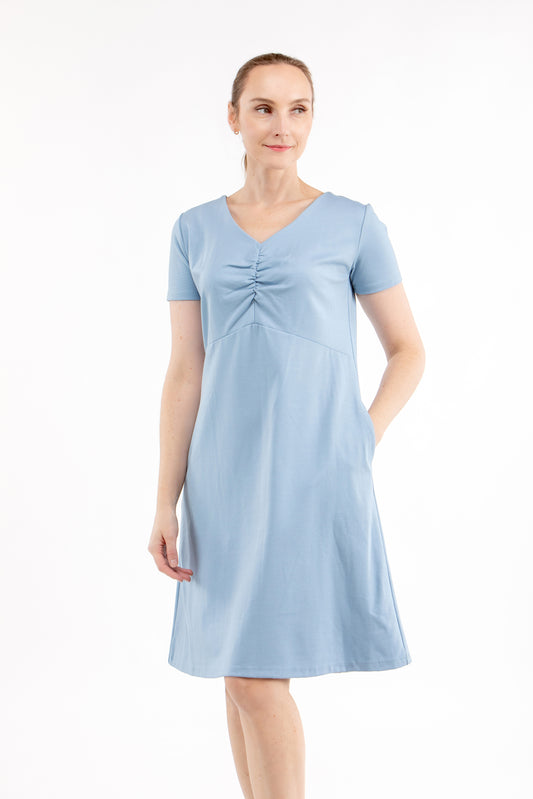 Italienisches Punto-Kleid AURORA, himmelblau, S