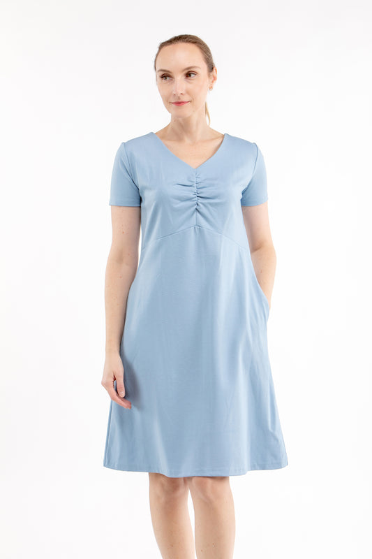 Italienisches Punto-Kleid AURORA, himmelblau, S