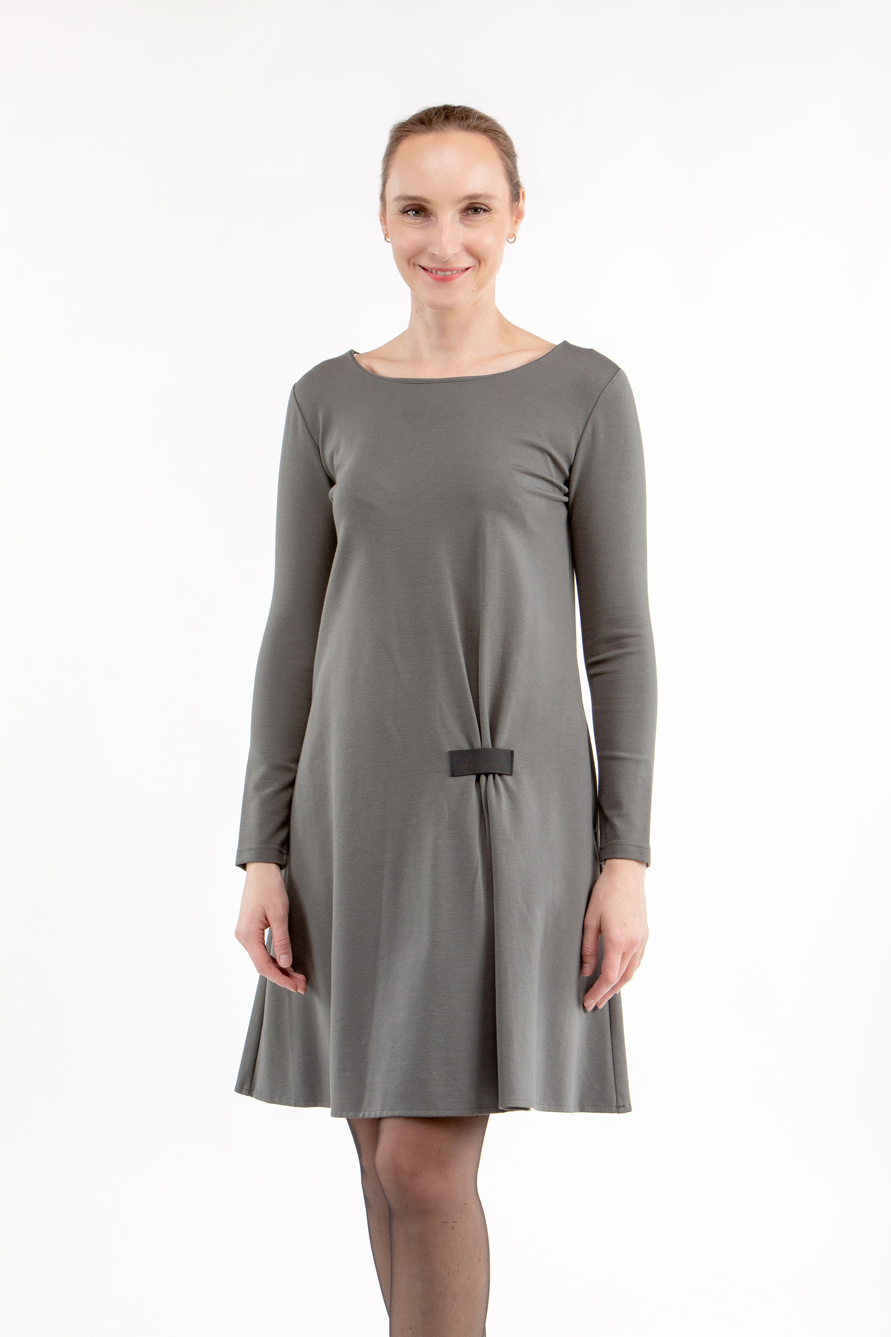 Italian Punto dress SOLENE, grey green, XS