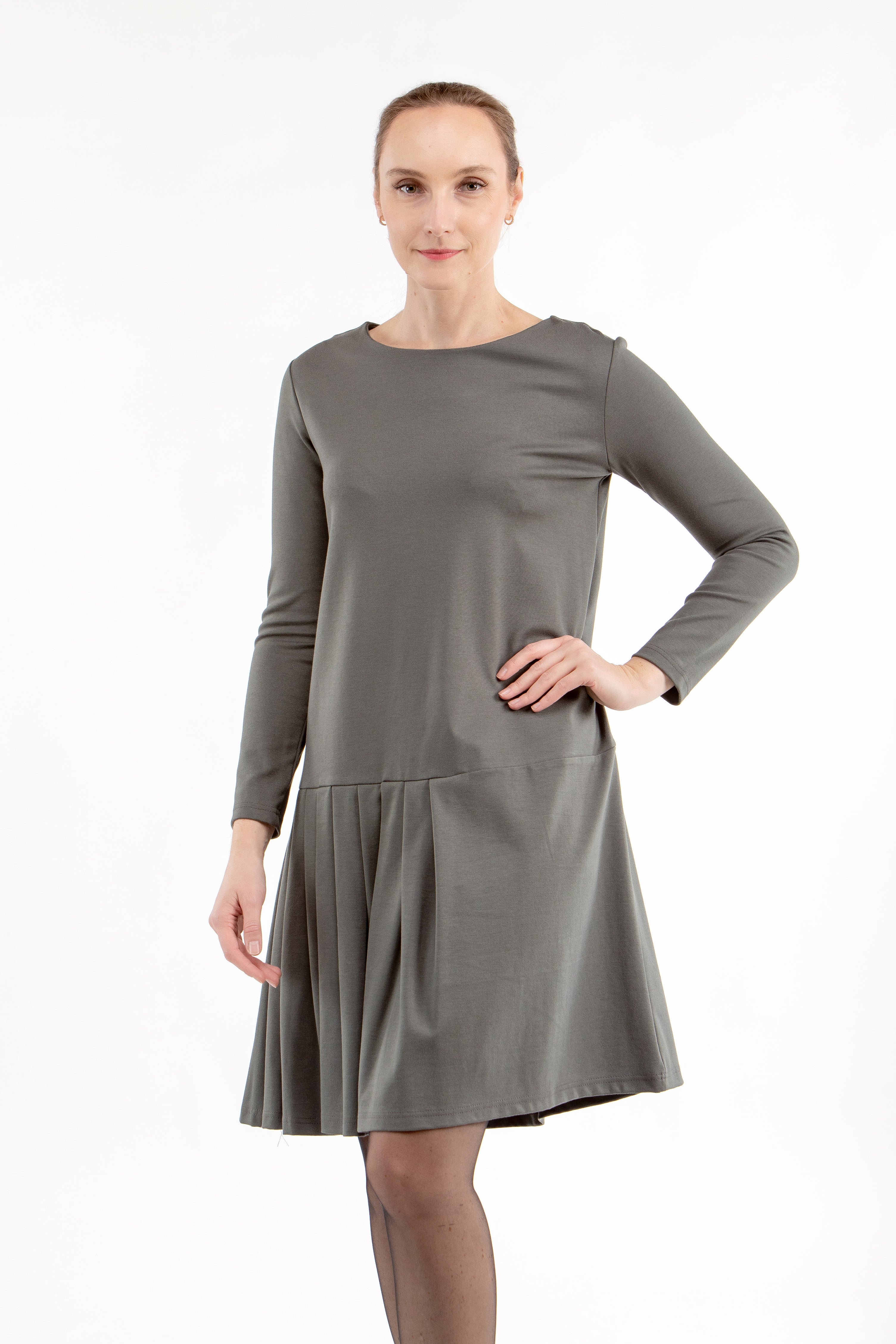 Italian Punto dress LYRA, grey green, S