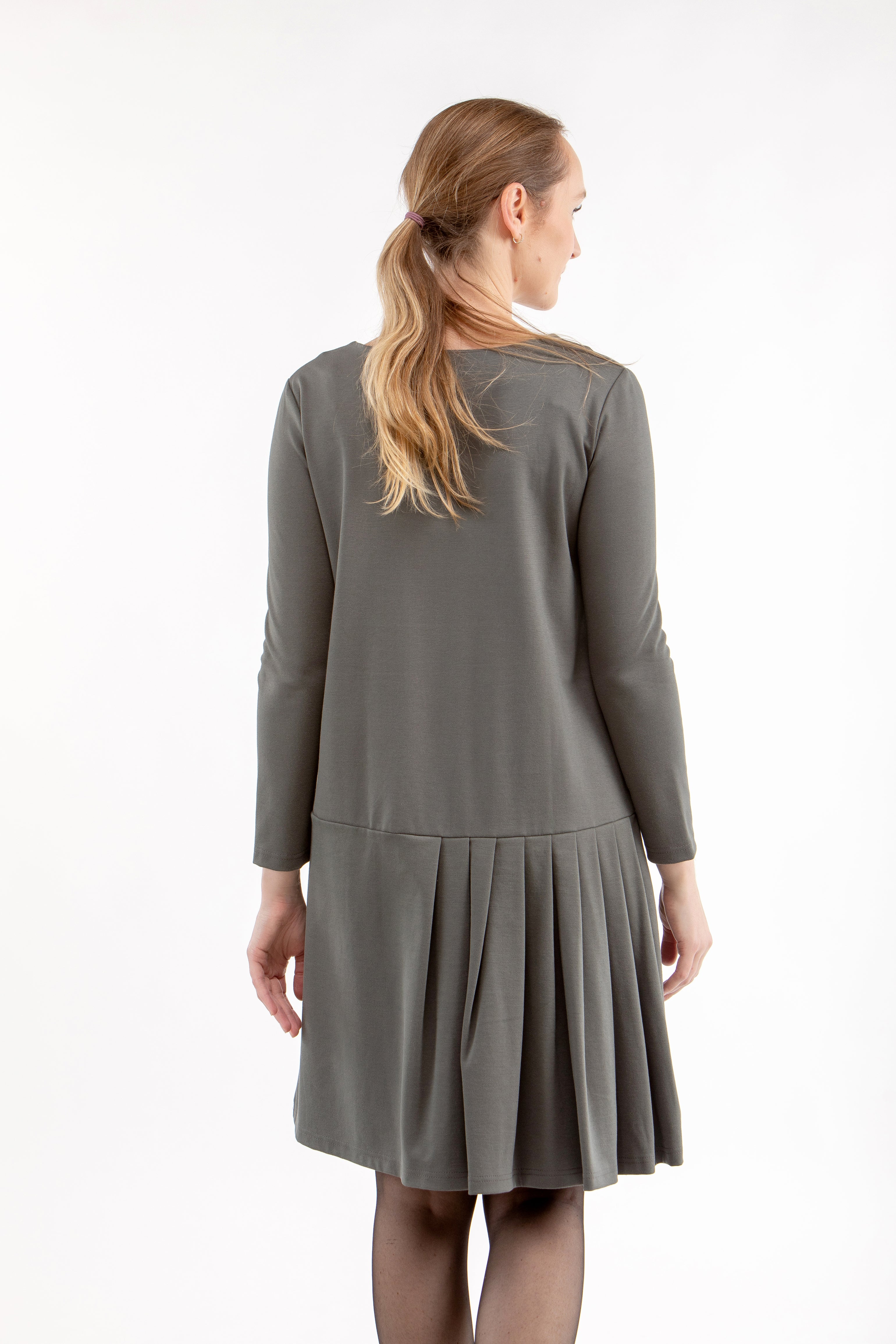 Italian Punto dress LYRA, grey green, S