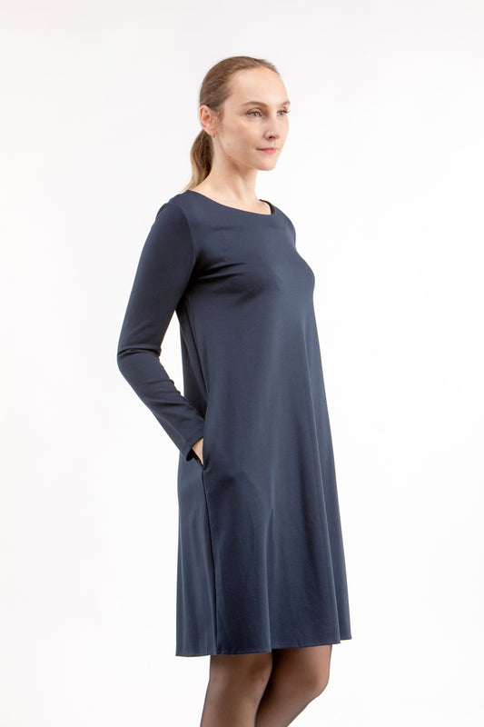 Italienisches Puntokleid JUNO, tiefblau, S