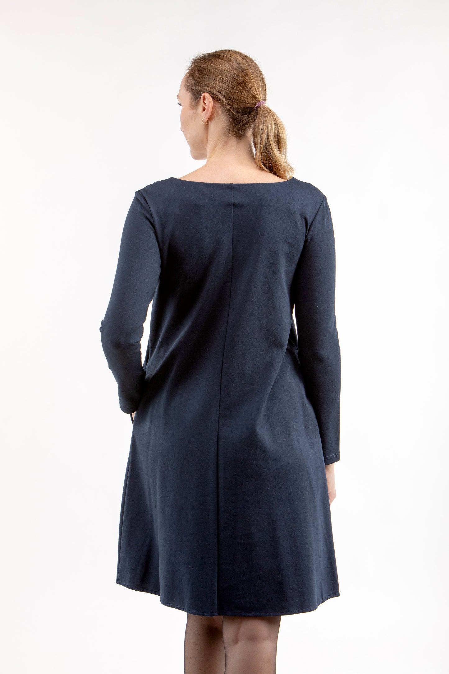 Italienisches Puntokleid JUNO, tiefblau, S