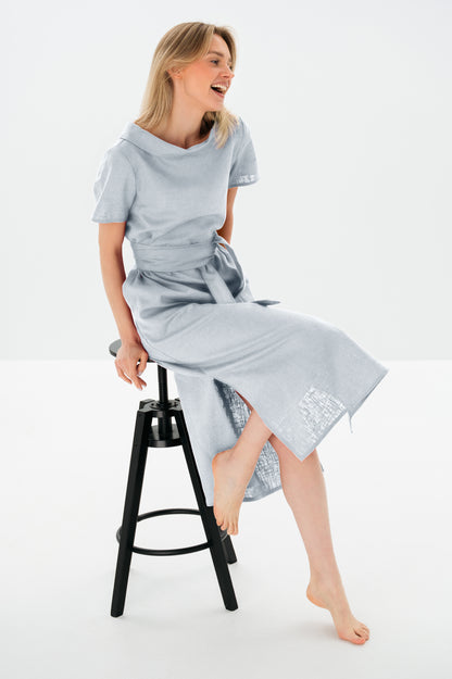 Linen Dress LONG STORY - Light Blue