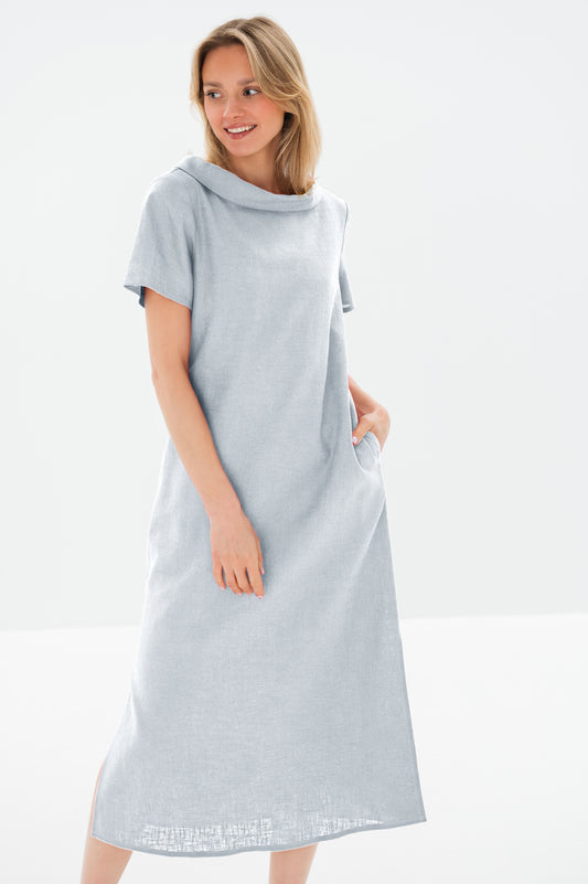 Linen Dress LONG STORY - Light Blue