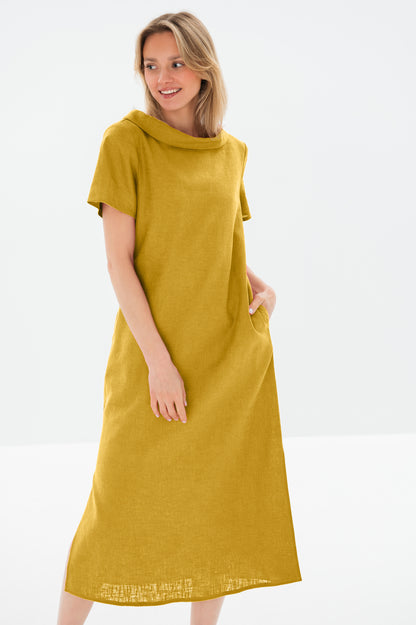 Linen Dress LONG STORY - Ochre