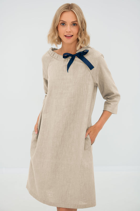 Linen cocktail dress FRENCH - Beige