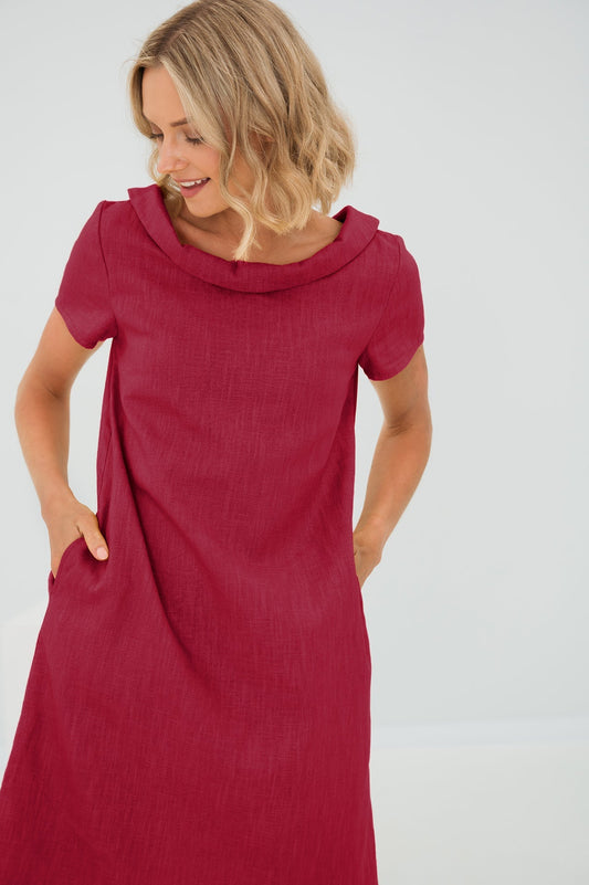 Linen Dress STORY - Cerise