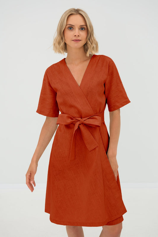 Linen dress CHLOE- Orange