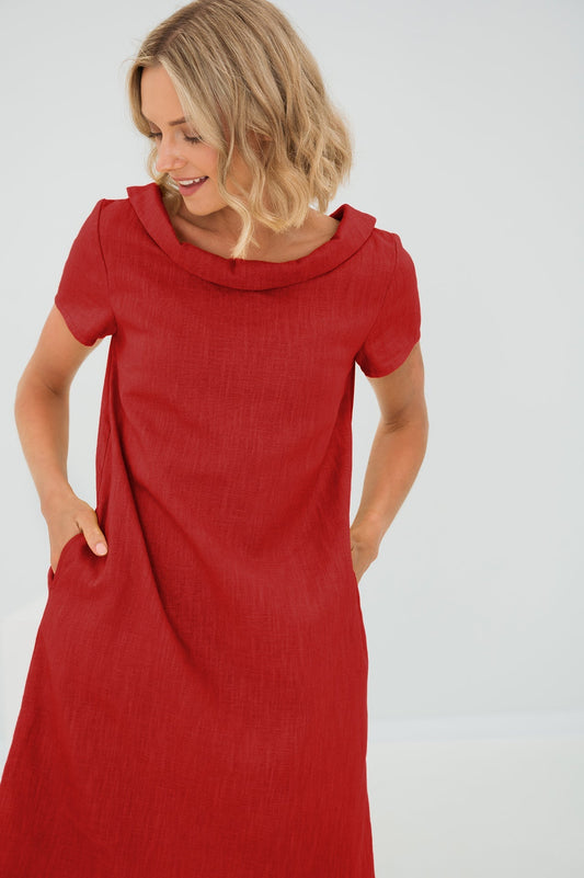 Linen Dress STORY - Red