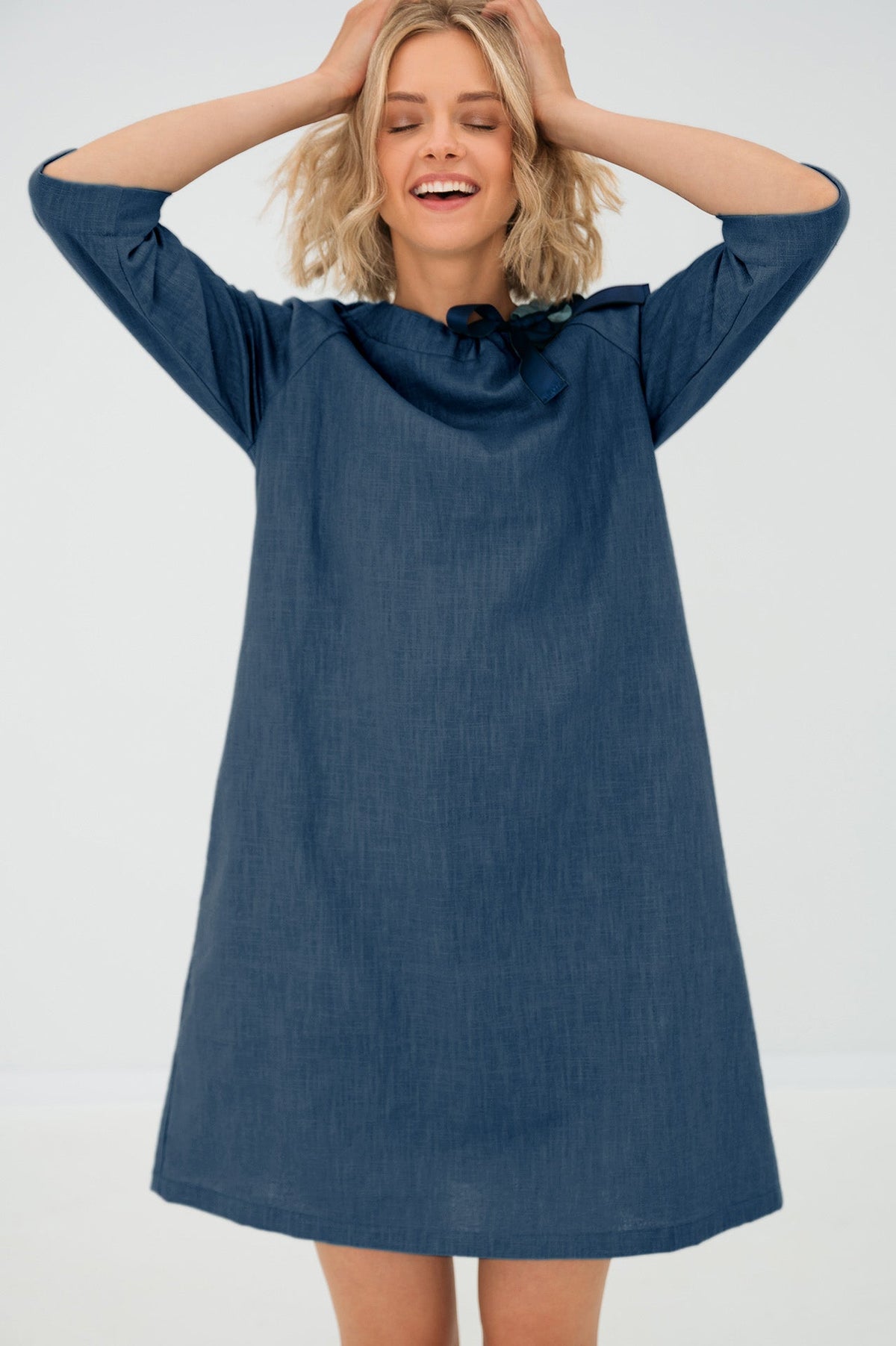 FRENCH dress in blue #Color_Blue