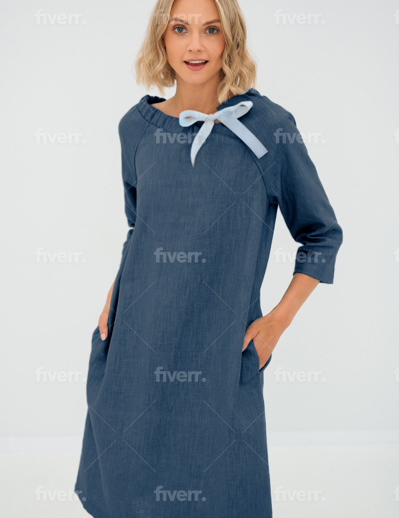 Linen cocktail dress FRENCH