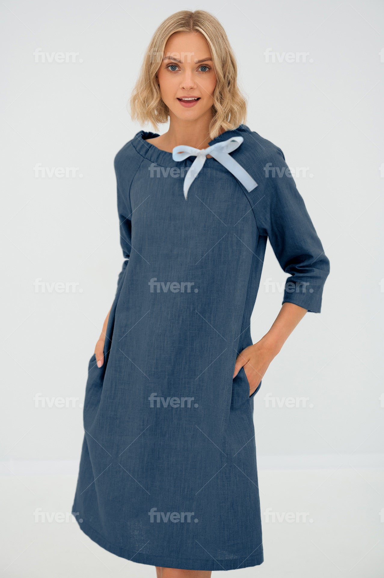 Linen cocktail dress FRENCH