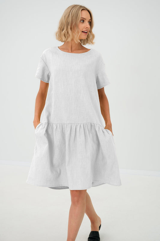 Linen dress BLOSSOM - White