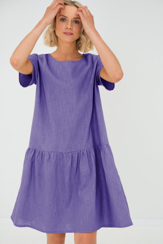 Linen dress BLOSSOM - Purple