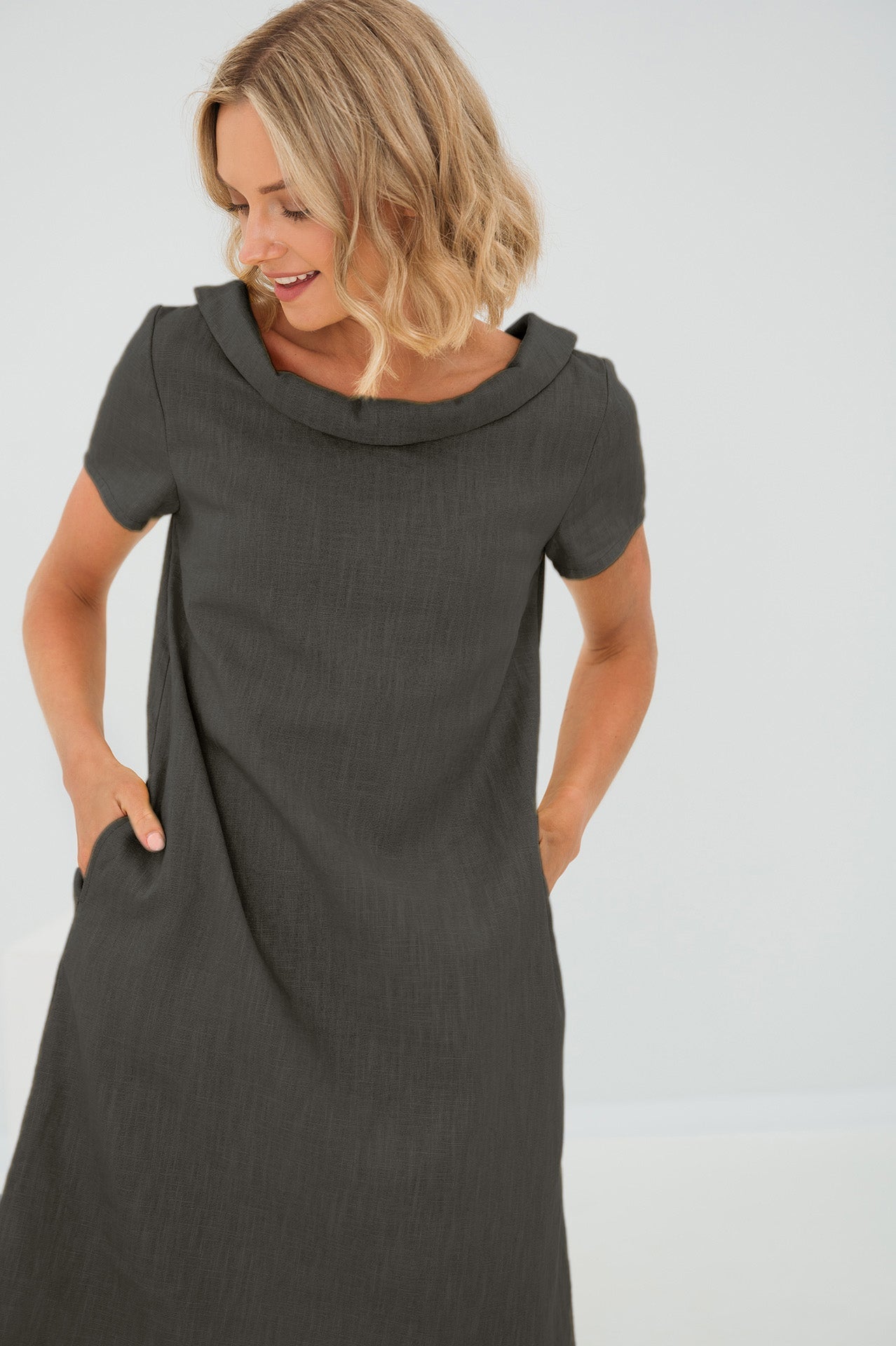 Lininė suknelė STORY, pilka, XL