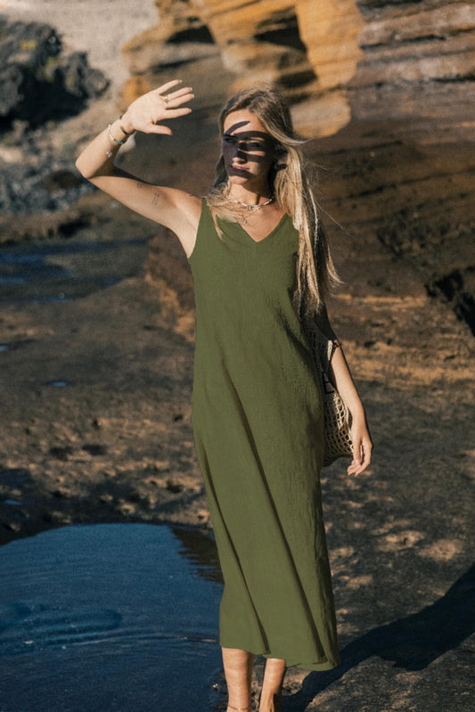 Linen dress SUNSET - Green