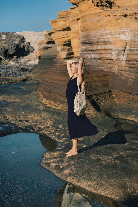 Linen dress SUNSET - Deep Blue