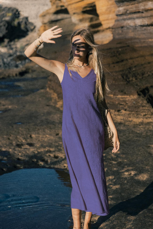 Linen dress SUNSET - Purple