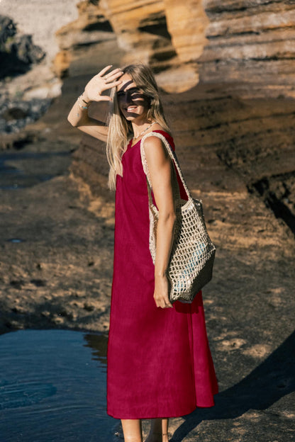 Linen dress SUNSET - Cerise