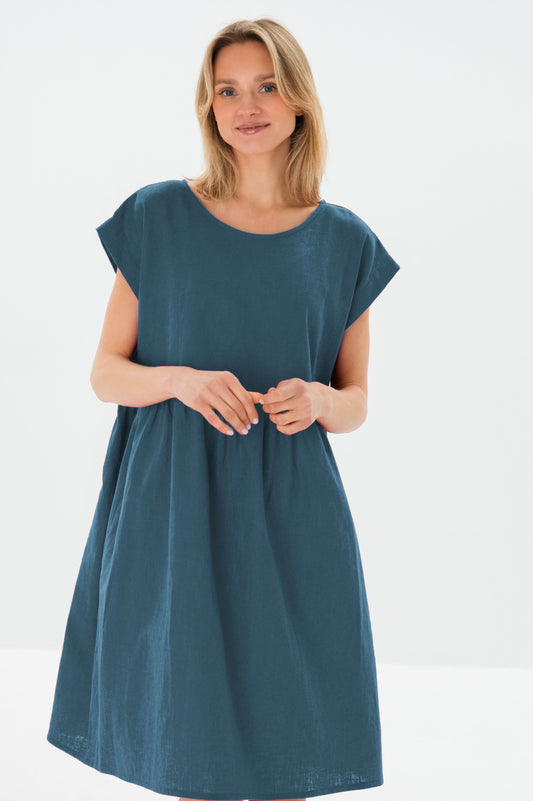 Linen Dress LUNA - Blue