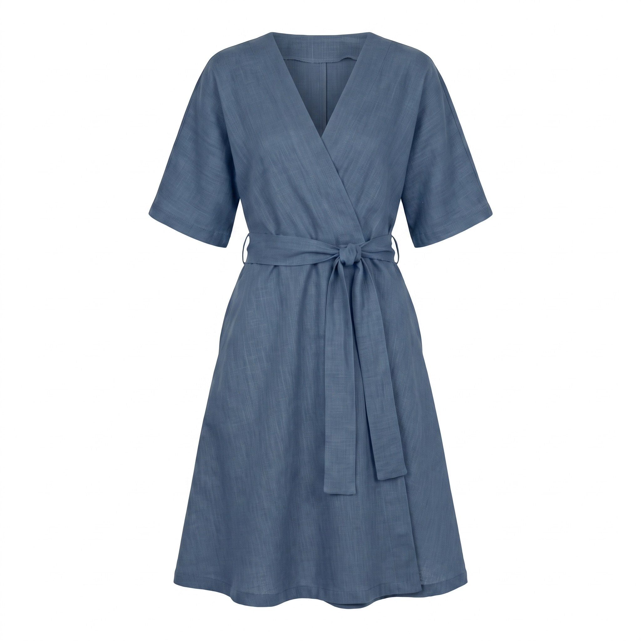 CHLOE — Wrap-Style Linen Dress with Pockets