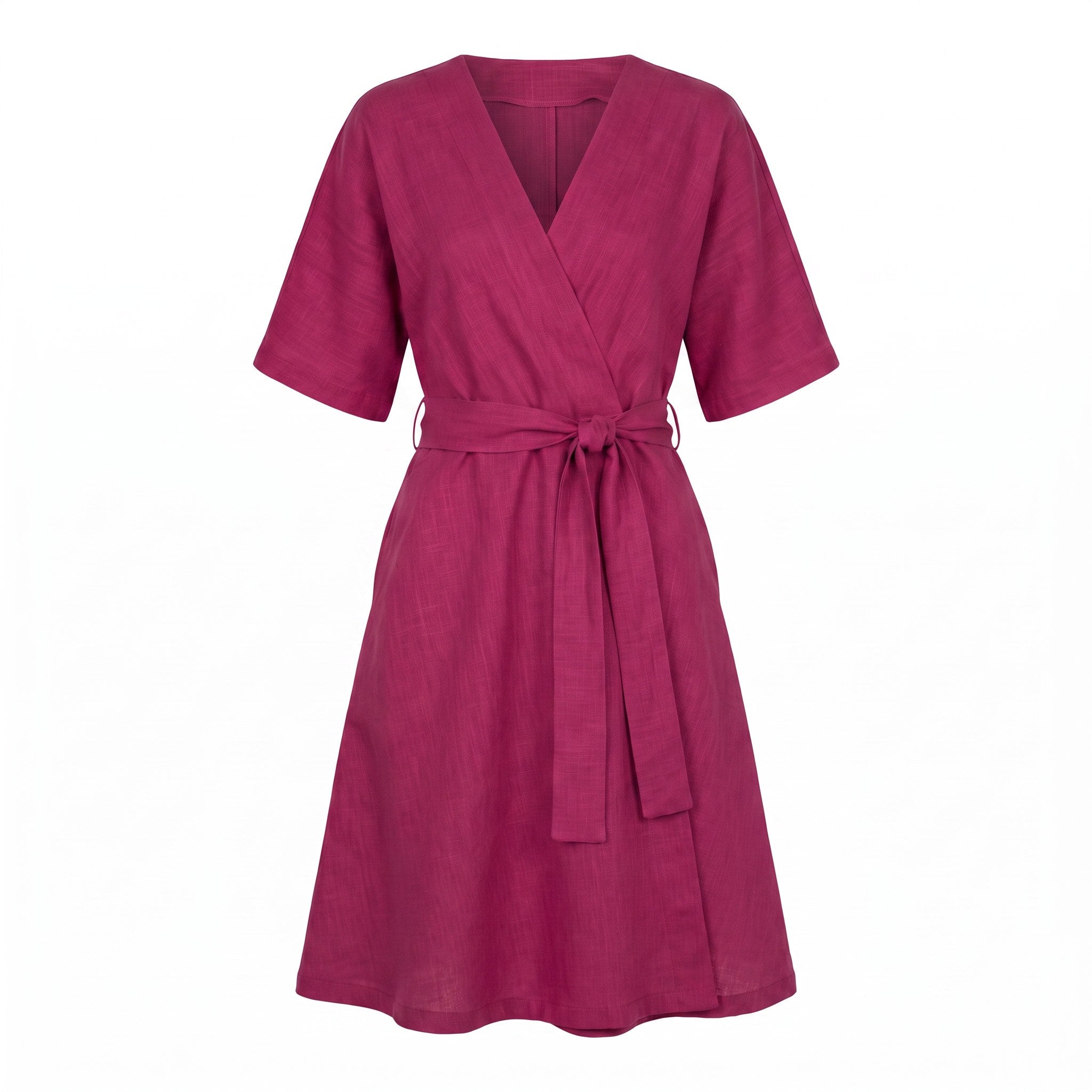 CHLOE — Wrap-Style Linen Dress with Pockets
