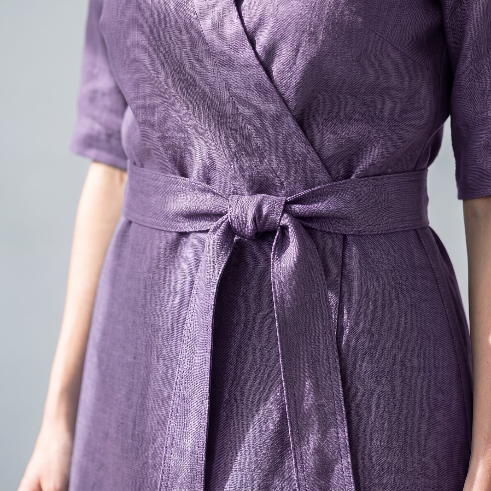 CHLOE — Wrap-Style Linen Dress with Pockets
