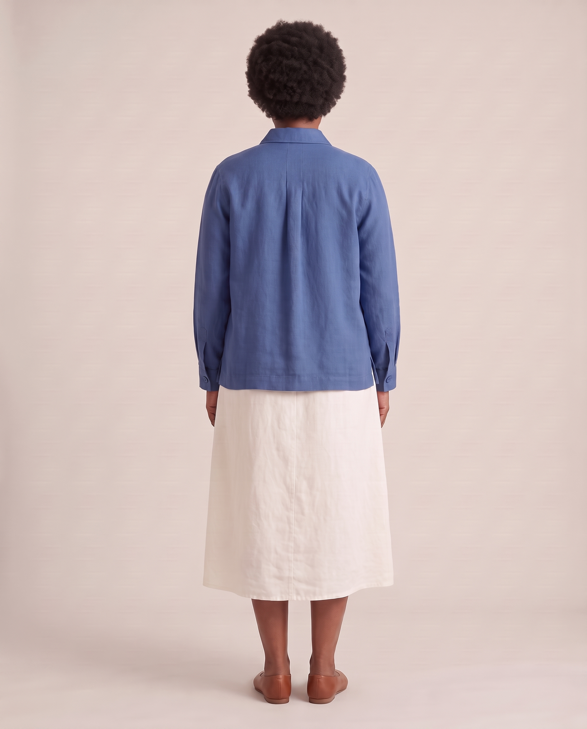 COVER shirt jacket in Blue, back view