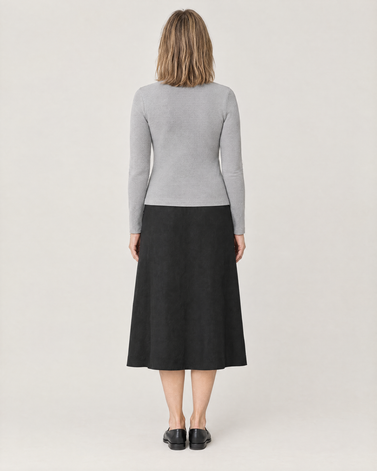 DRESS CARDIGAN light grey, back view with a clean seamless back