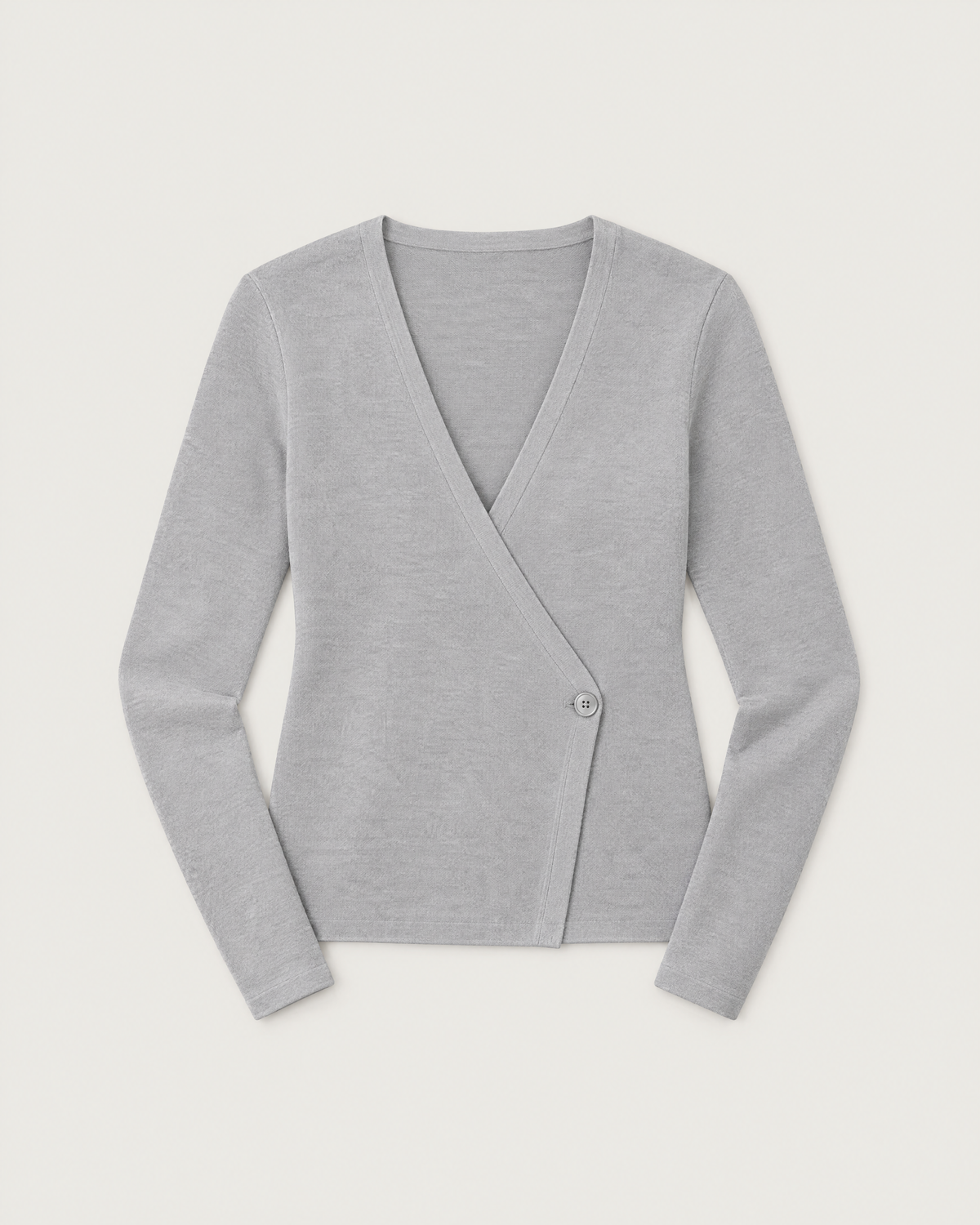 DRESS CARDIGAN light grey wool cardigan laid flat