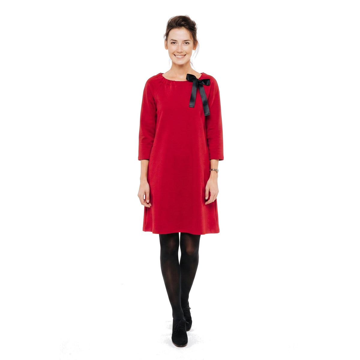 FRENCH — Italian Punto Milano Knit A-Line Dress