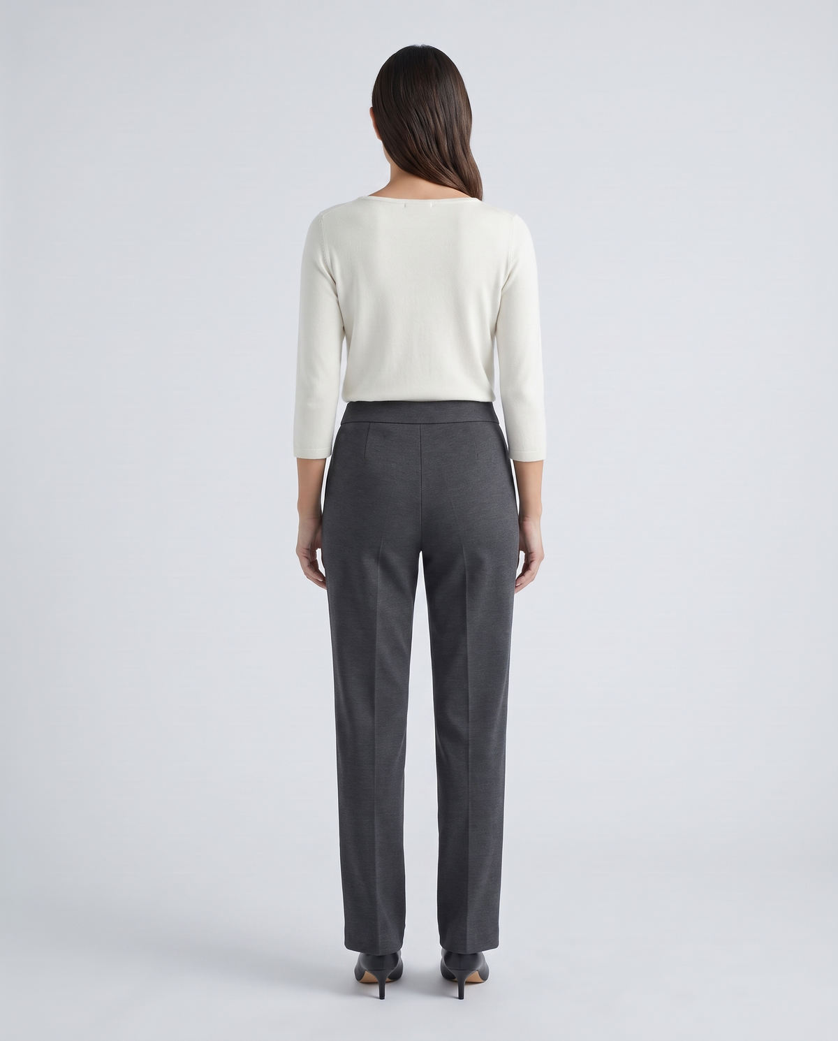 GRAPHITE straight-leg trousers, back view