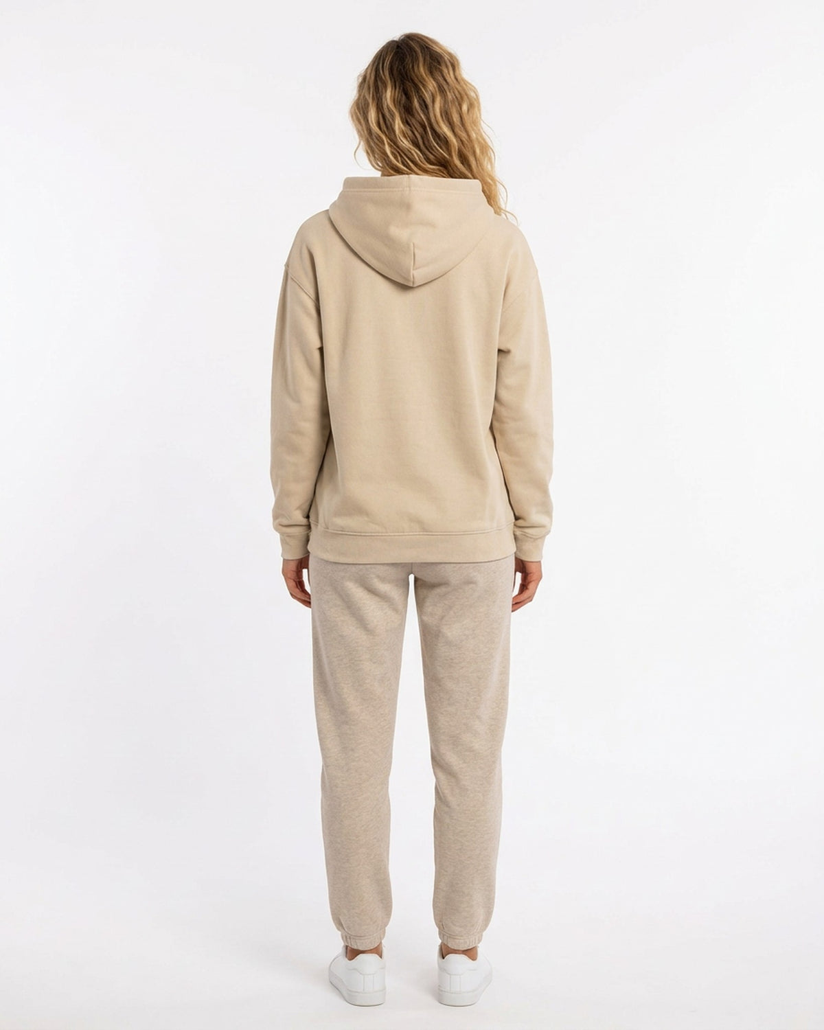 HARBOR – Nida Print Unisex Hoodie – Beige džemperis, vaizdas iš nugaros #Color_Beige