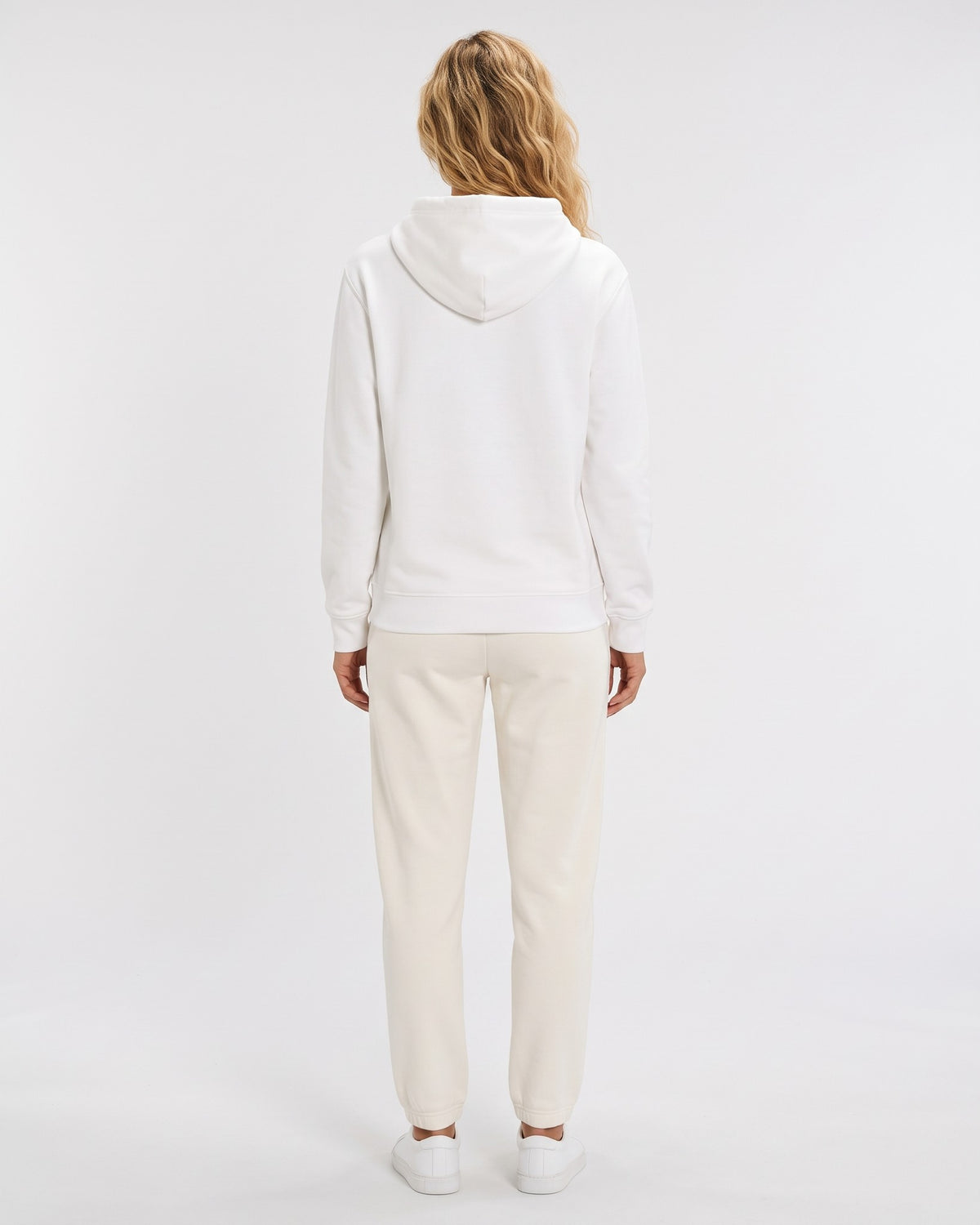 HARBOR – Nida Print Unisex Hoodie – White džemperis, vaizdas iš nugaros #Color_White