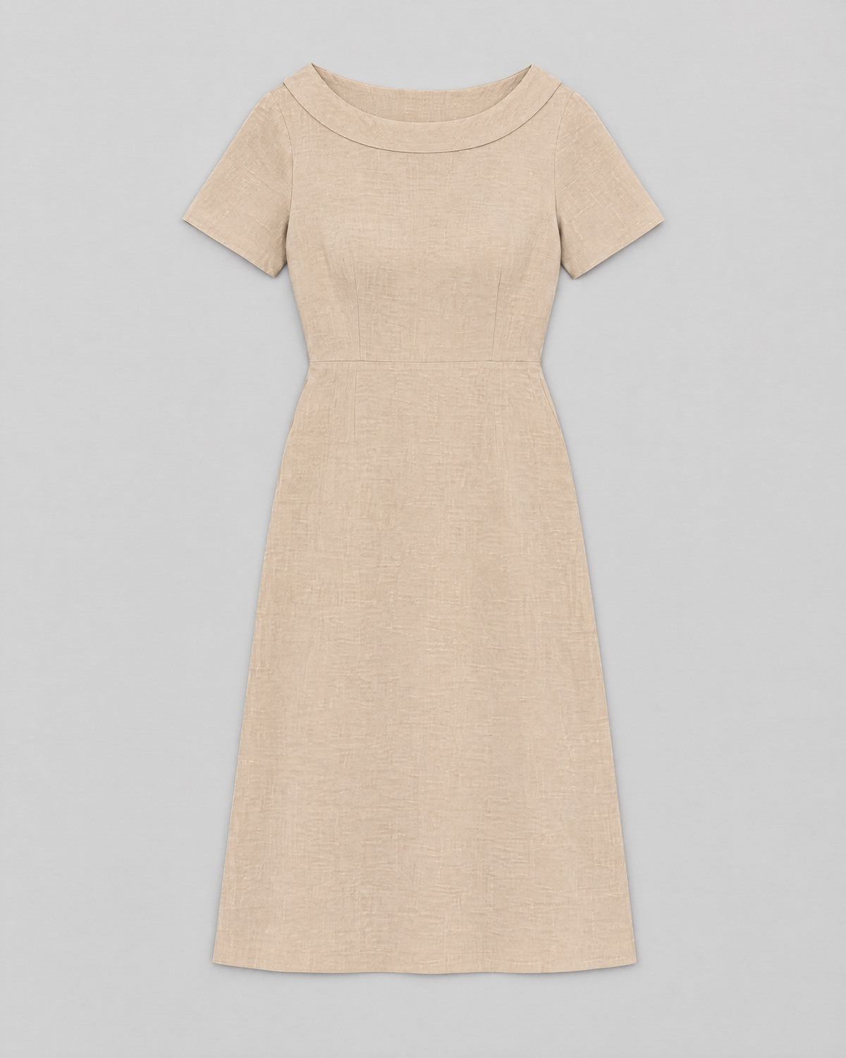 STORY PETITE Beige linen dress flat lay