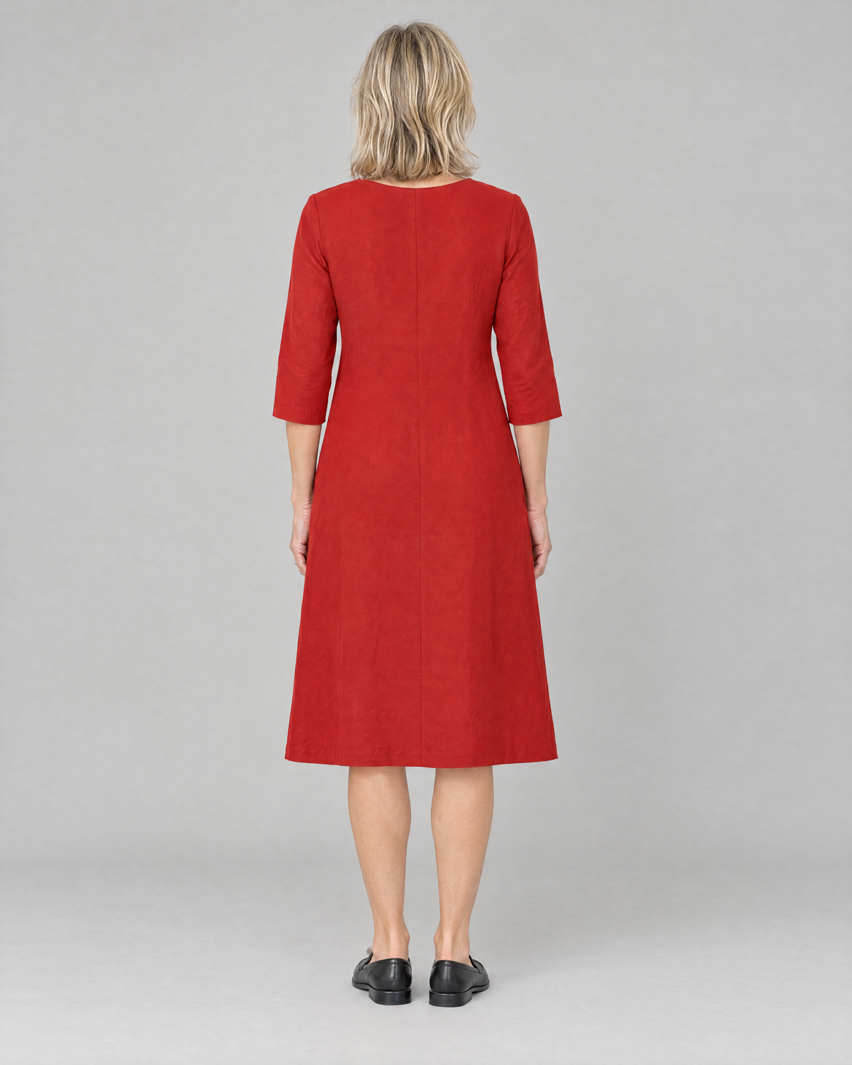 BASE red linen dress, back view