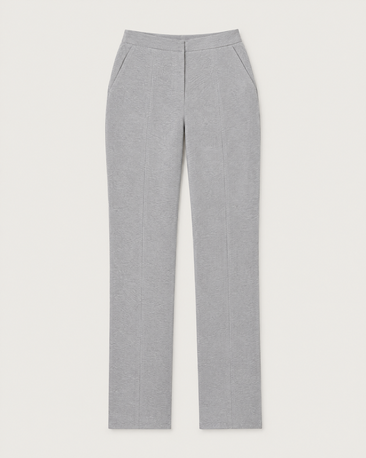 GRAPHITE CURVE FIT light grey straight-leg trousers laid flat