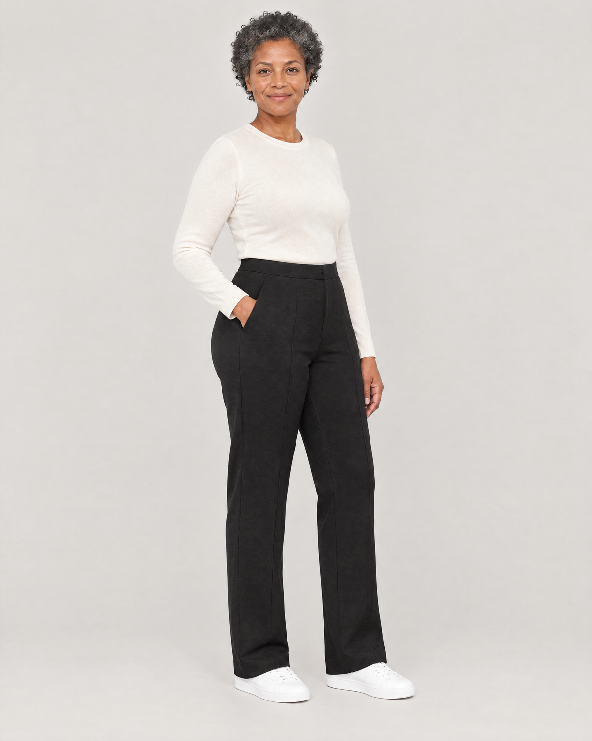 GRAPHITE CURVE FIT black trousers, Limited edition, three-quarter view